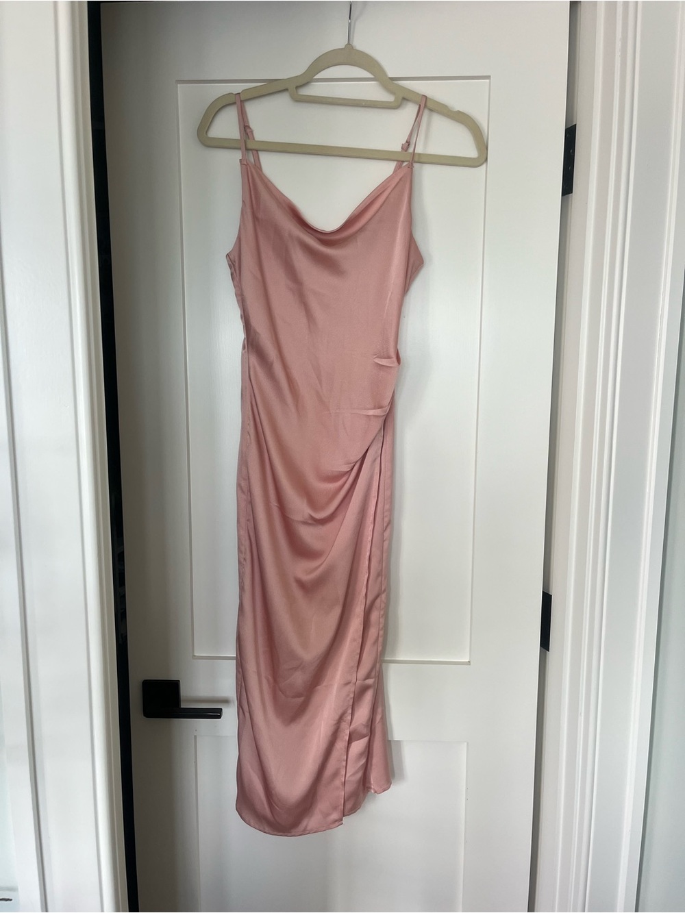 Satin Slip Maxi Dress in Blush Pink